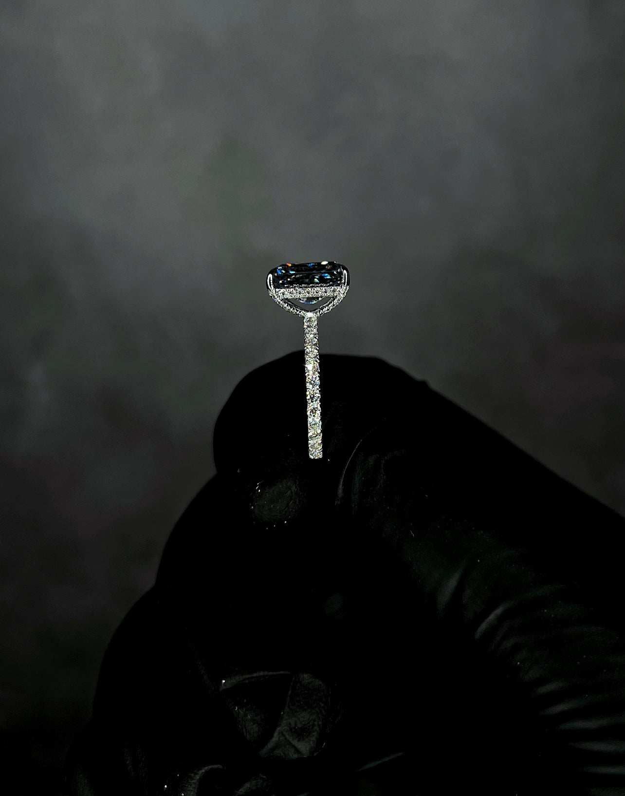 Liz Custom - 4 Carat Blue Crushed Ice Radiant Cut